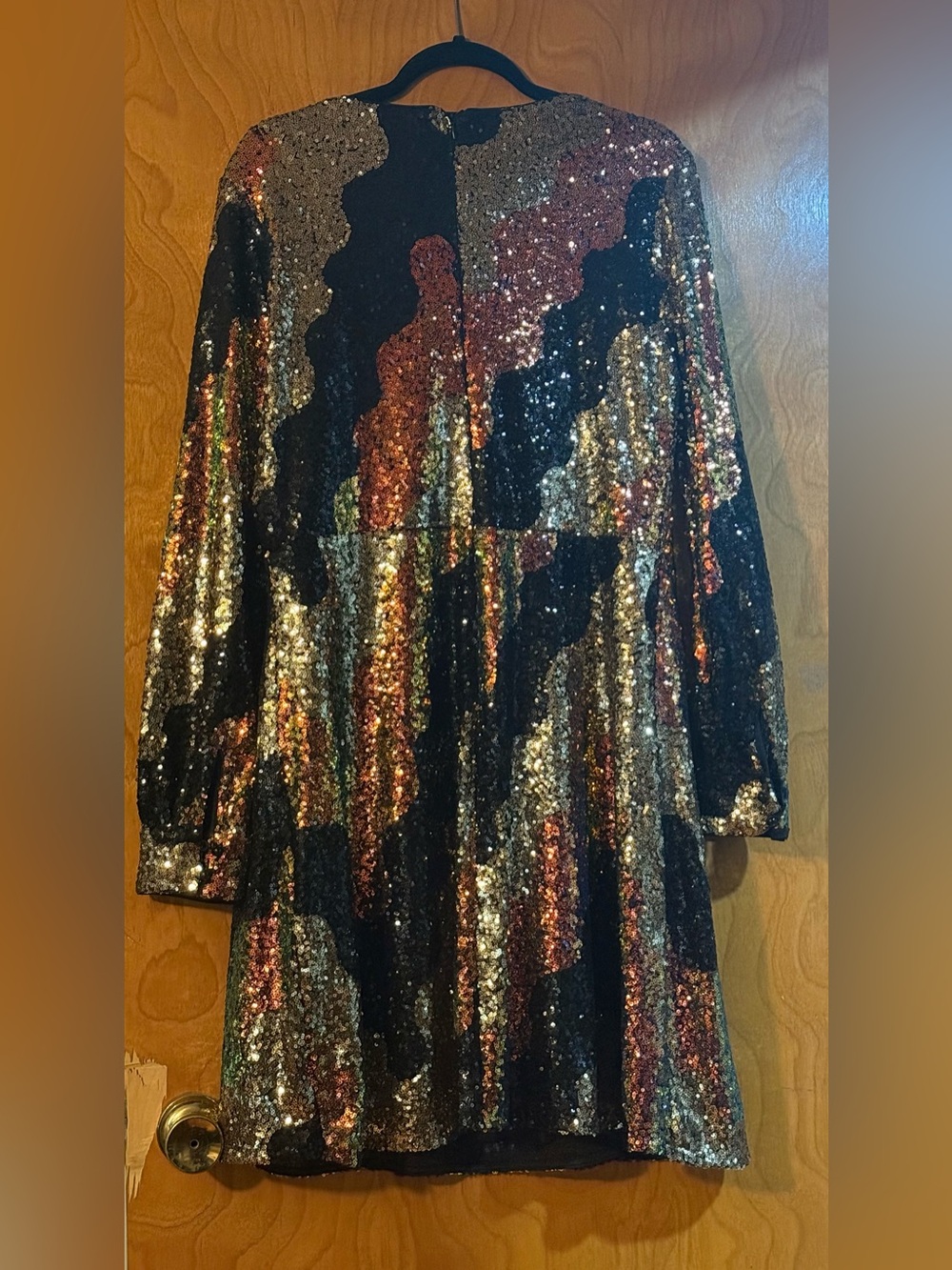 Hutch Long-Sleeve Sequin Wrap Dress - Gold, Black, Copper - Picture 2 of 2
